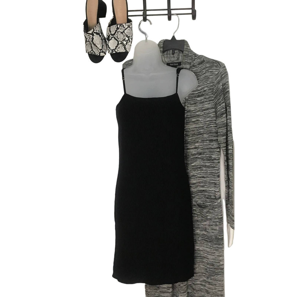 NWT House of Harlow Black Ribbed Knit Mini dress with adjustable straps size S